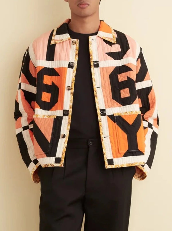 Letter Block Quilt jacket - Orange