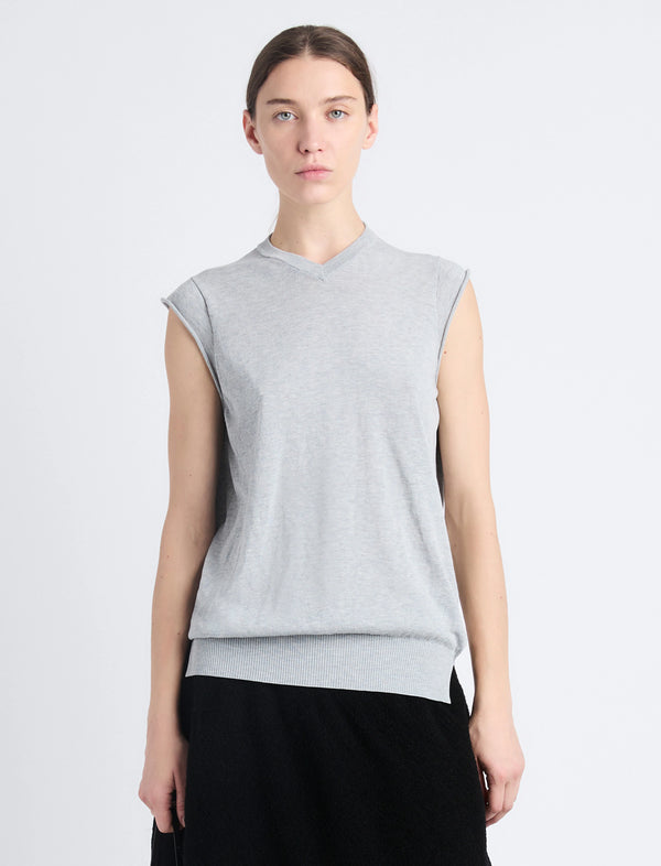 Morgan Sweater - Cotton Silk - Light Grey
