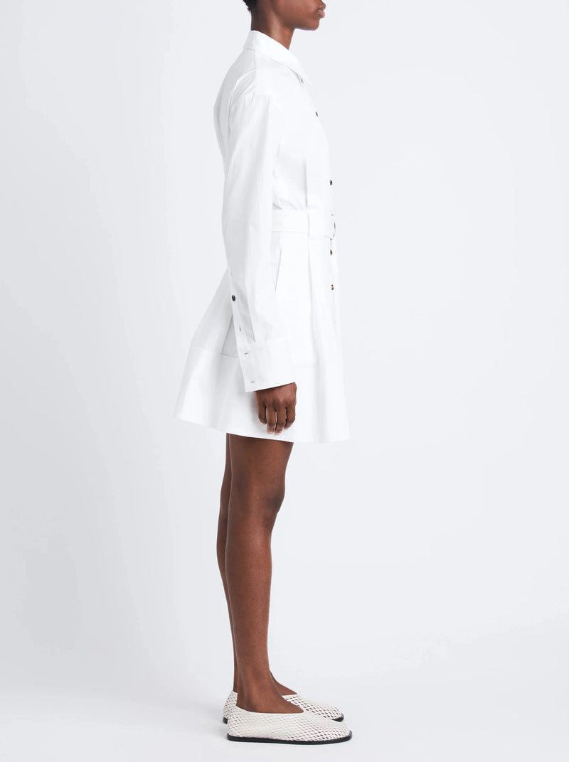 Viola Dress in Compact Poplin - White