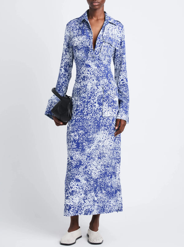 Vanessa Dress in Printed Viscose Crepe - Cobalt Multi