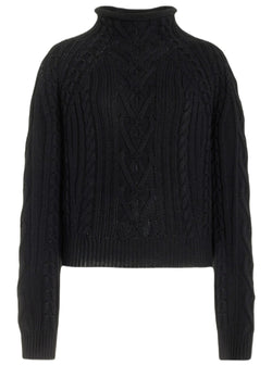 Aran Cable Knit Sweater - Black