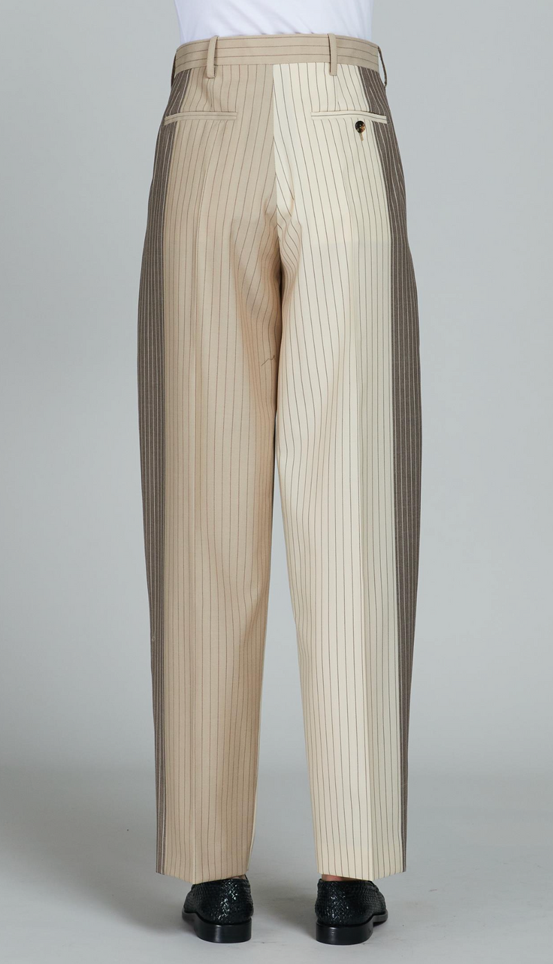 Degrade Wool Pinstripe Trousers - Buttercream