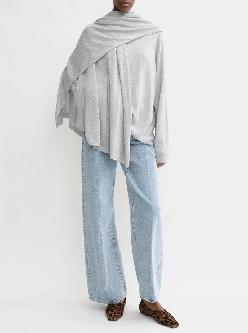 Crewneck Silk Cashmere Knit - Grey Melange