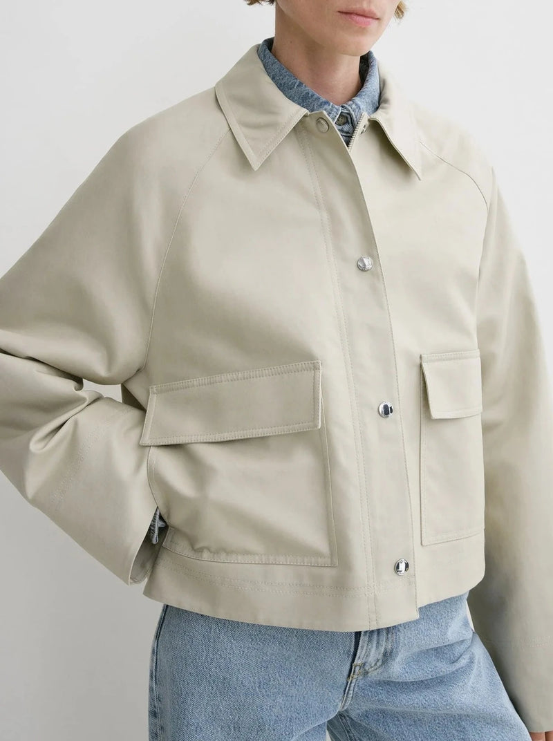 Cropped Cotton Jacket - Sand
