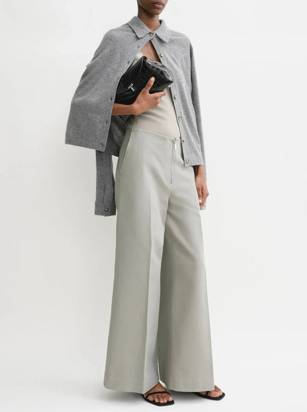 Zip Front Wide Trousers - Dove