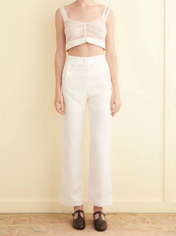 Linen Sailor Trouser - White