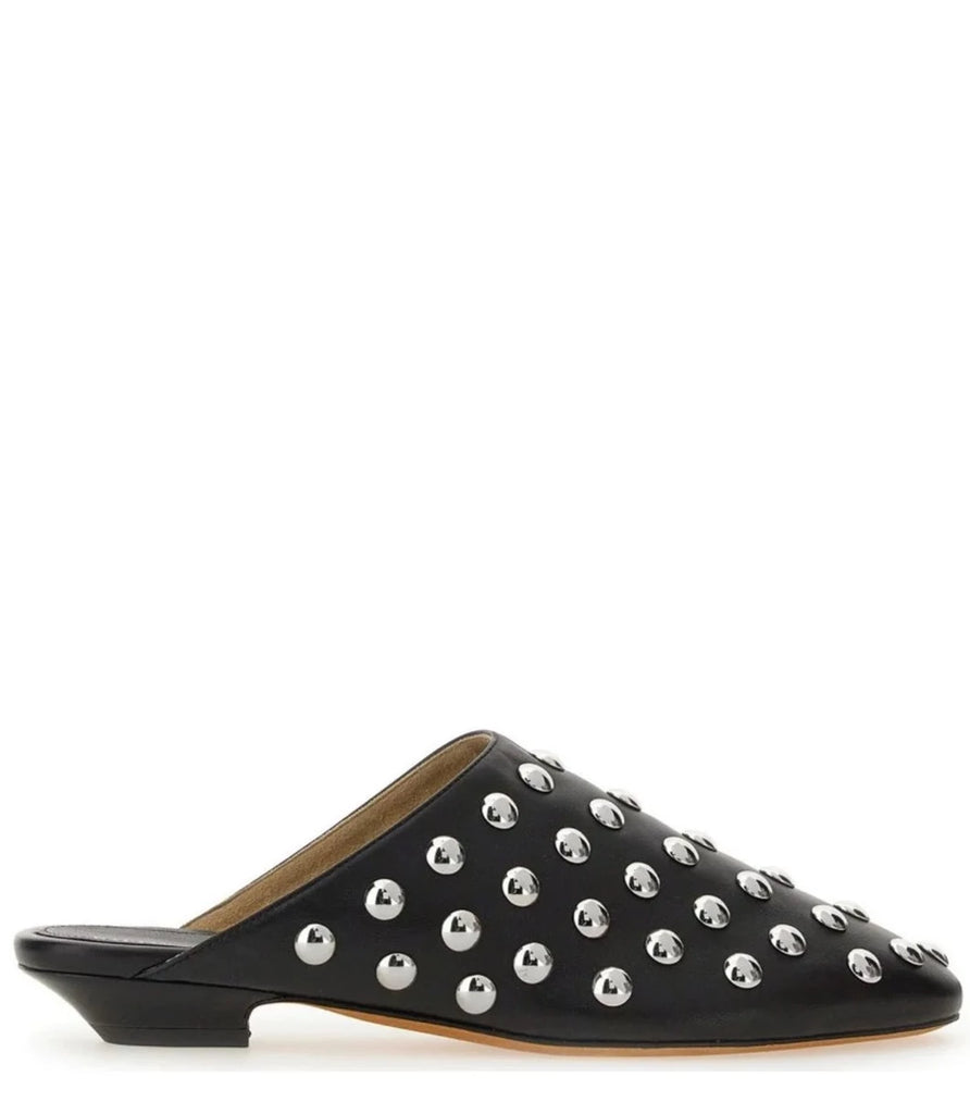 Studded top black mules