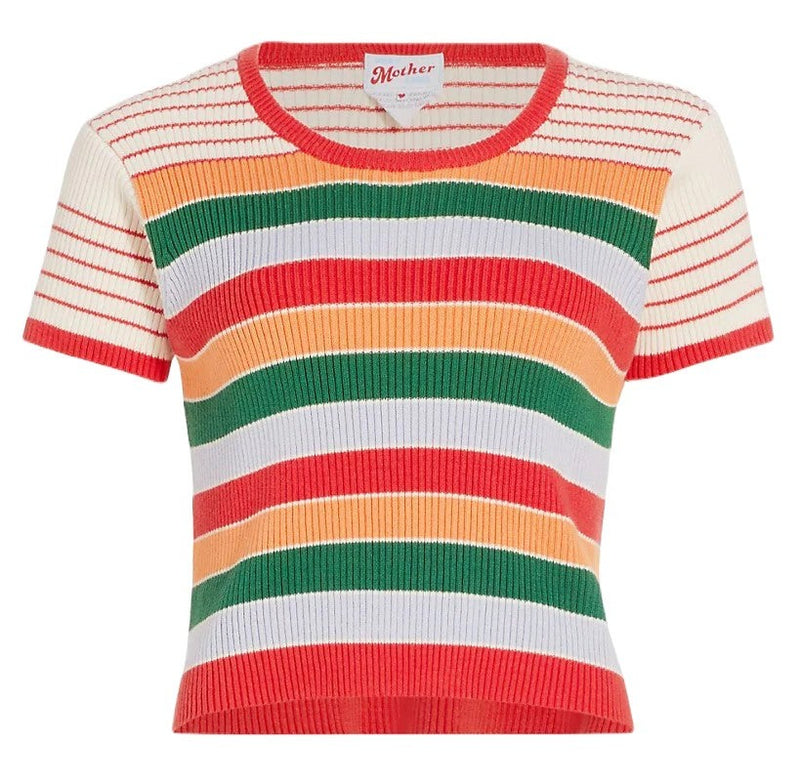 The Itty Bitty Scoop Neck Tee - Rainbow Multi Stripes