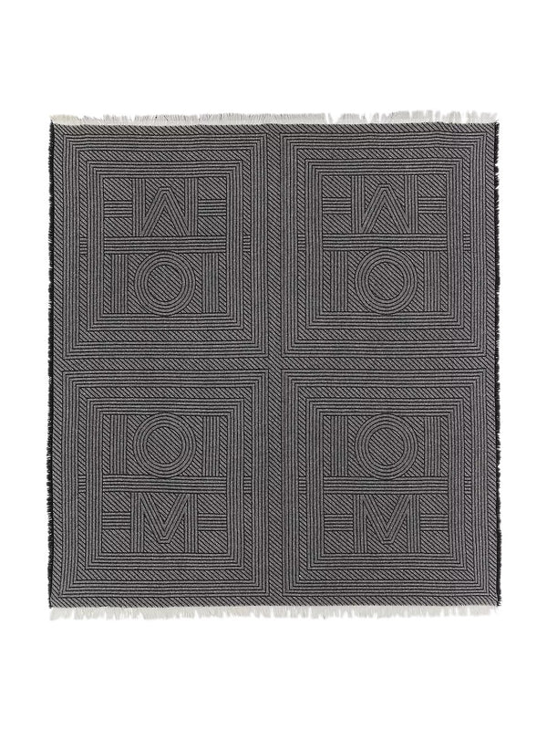 Striped Monogram Wool Scarf - Black