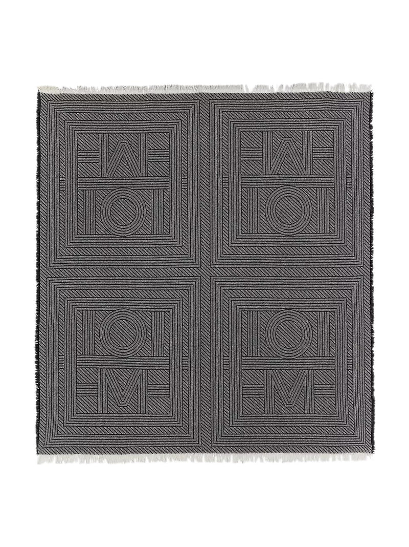 Striped Monogram Wool Scarf - Black