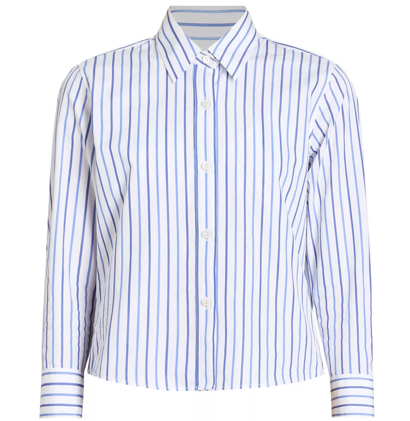 Cotton Popeline Clavini Shirt - Light Blue Stripe