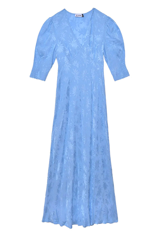 Zadie Dress - Blue Daisy Jacquard