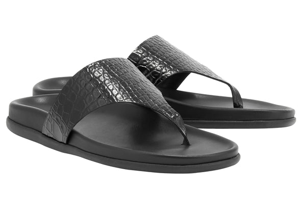 Mera Footbed Sandal - Black Croc