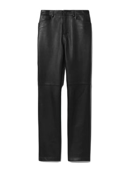 Leather Straight Pants - Black