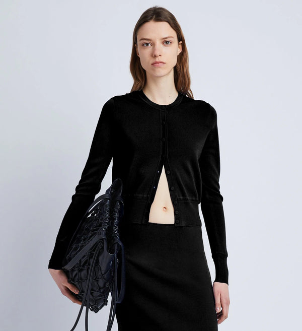 Silk Viscose Cardigan - Black