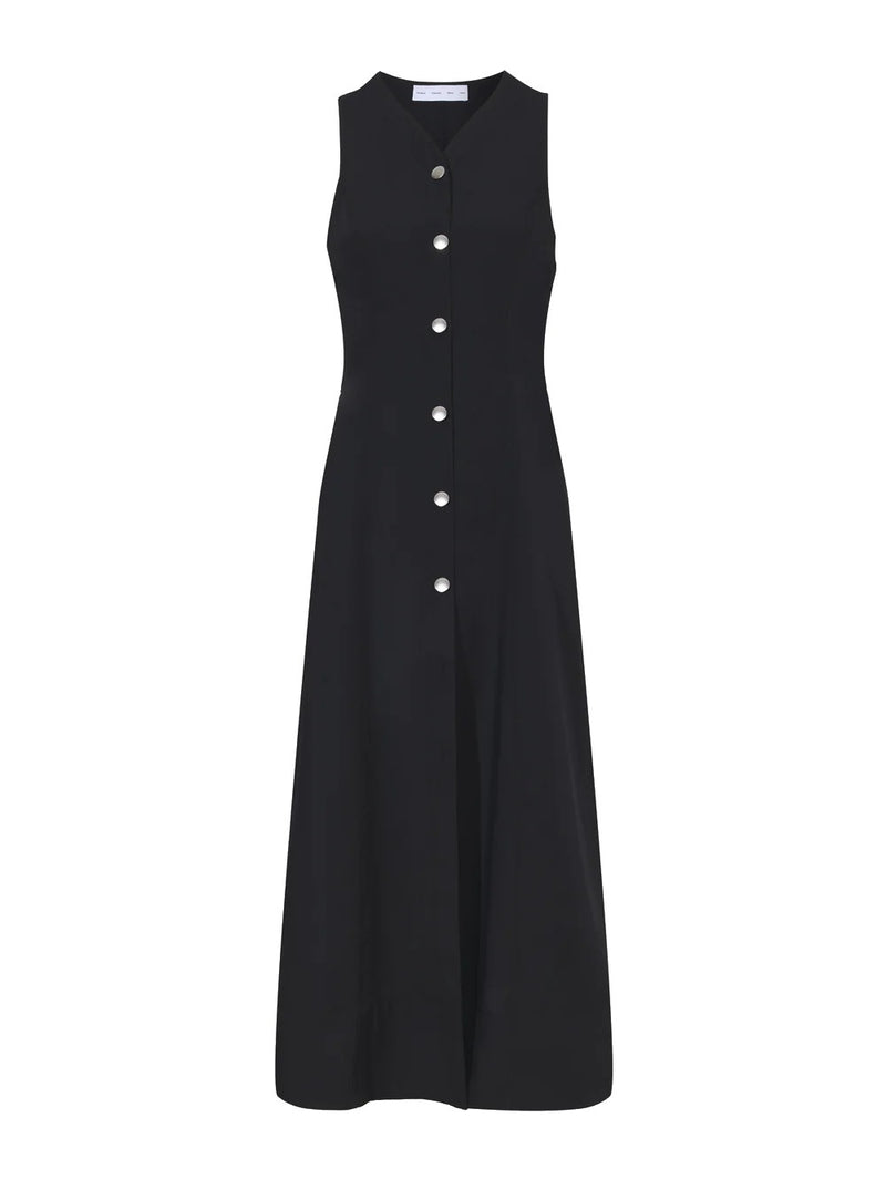 Drapey Suiting Button Front Dress - Black