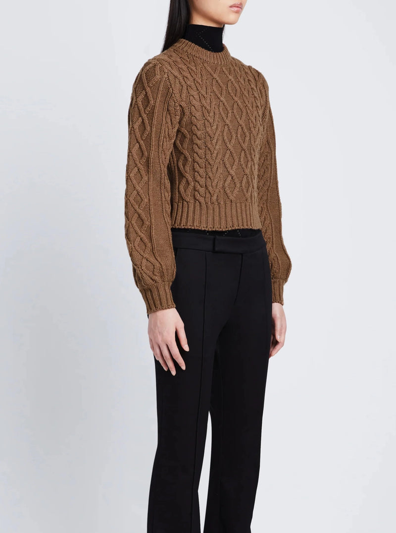 Chunky Cable Knit Sweater - Dark Camel