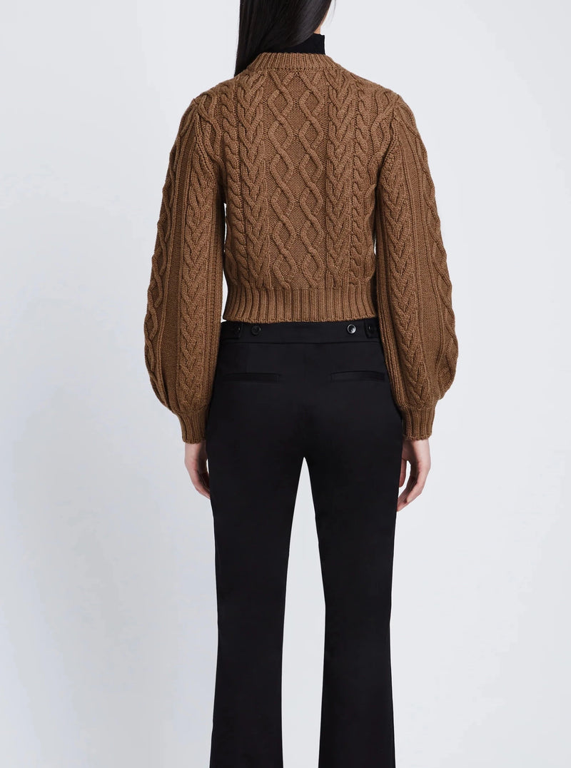 Chunky Cable Knit Sweater - Dark Camel