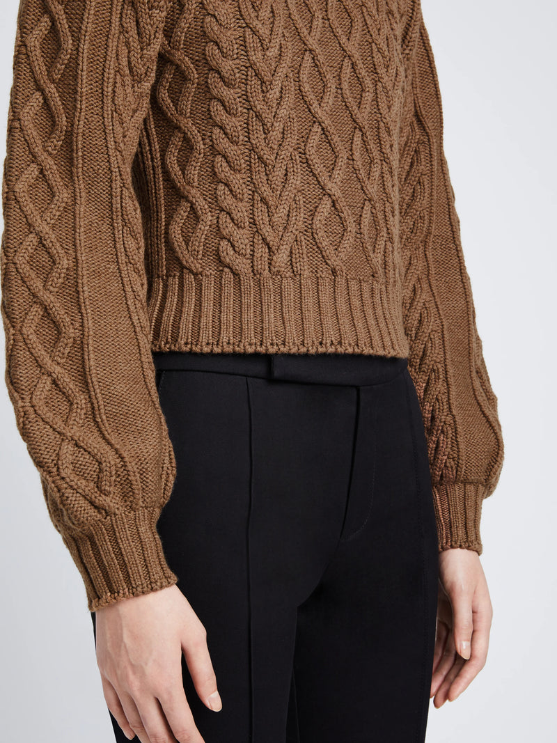 Chunky Cable Knit Sweater - Dark Camel