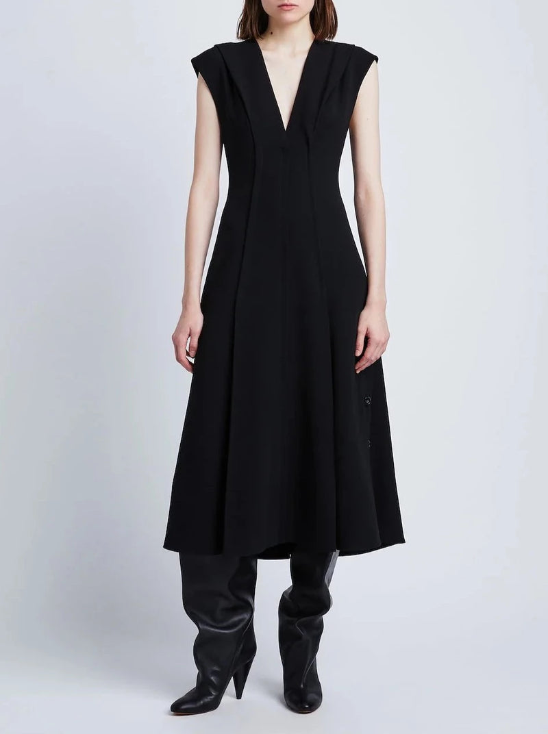 Matte Viscose Crepe Dress - Black