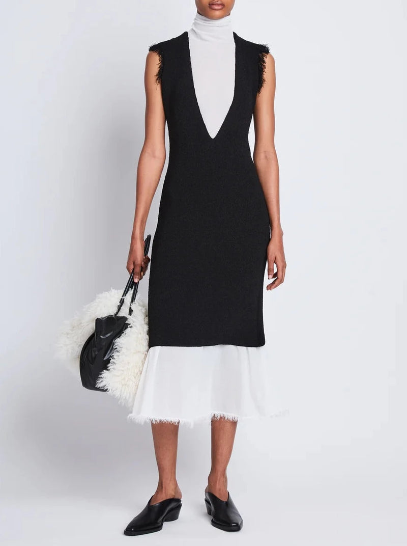 Mary Viscose Knit Boucle Dress - Black
