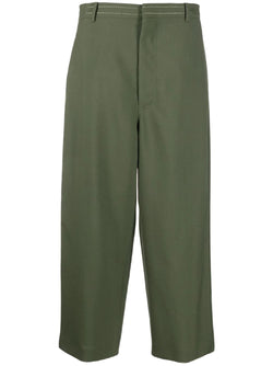 Wool Relaxed Cropped Pant - Forest Green
