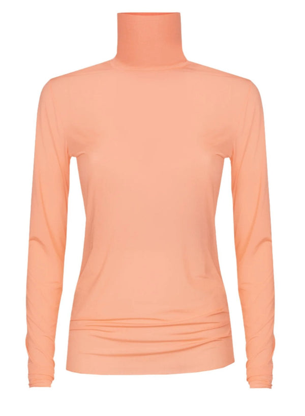 Hoyser Sheer Turtleneck Top - Peach