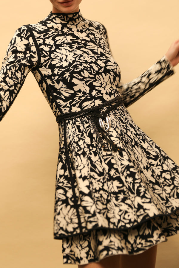 Rosalie Floral Tunic Dress - Black/Vanilla