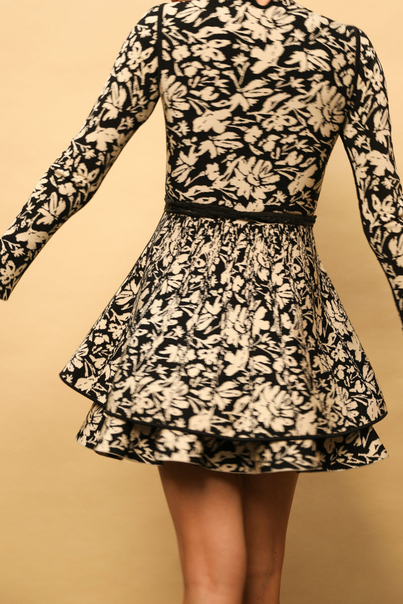 Rosalie Floral Tunic Dress - Black/Vanilla