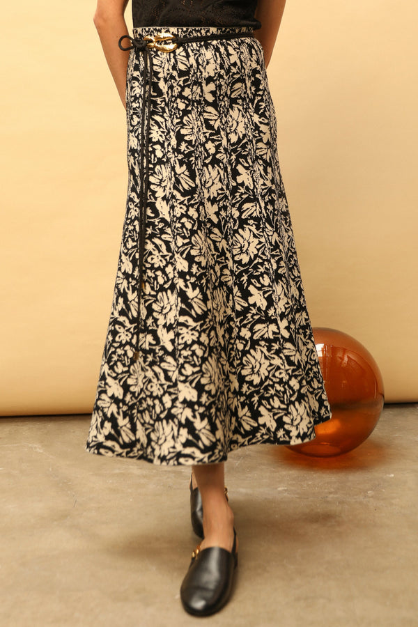 Jade Floral Skirt - Black/Vanilla