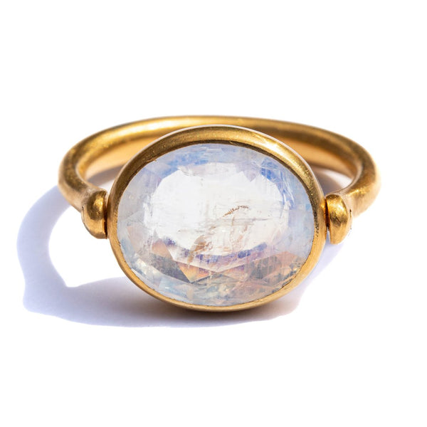 Swivel Ring - Rainbow Moonstone