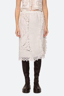 Edith Embroidery Skirt - White