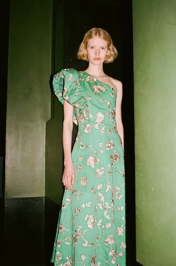 Julian Embroidery One Shoulder Dress - Mint