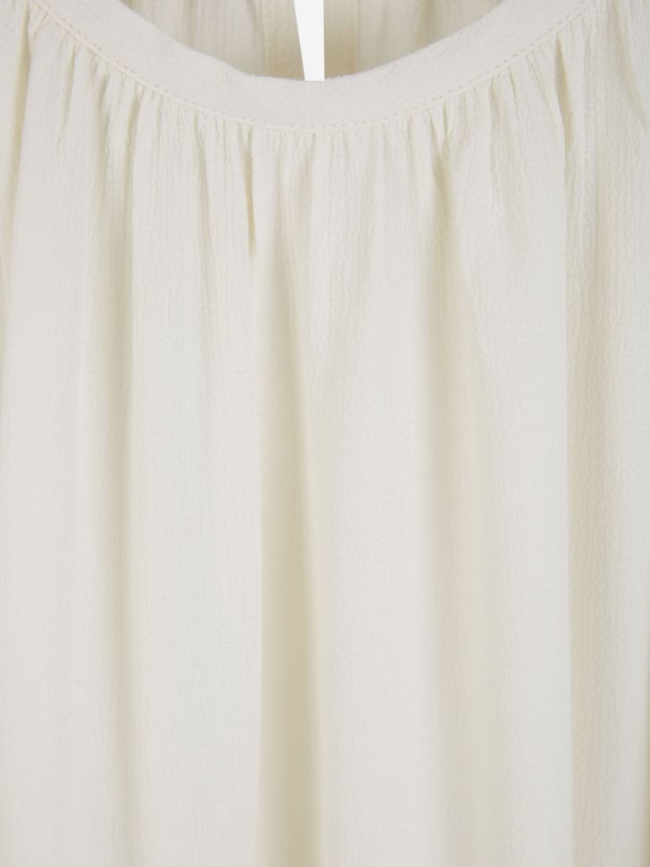 Gathered Neck Crepe Blouse - Ivory