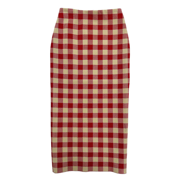 Gingham Petra Skirt - Red/Khaki