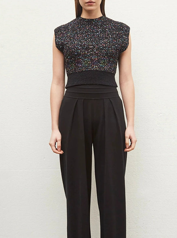 Sequin Knit Top - Black