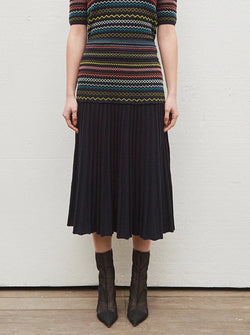 Smock Effect Jacquard Knit Skirt - Midnight Multi