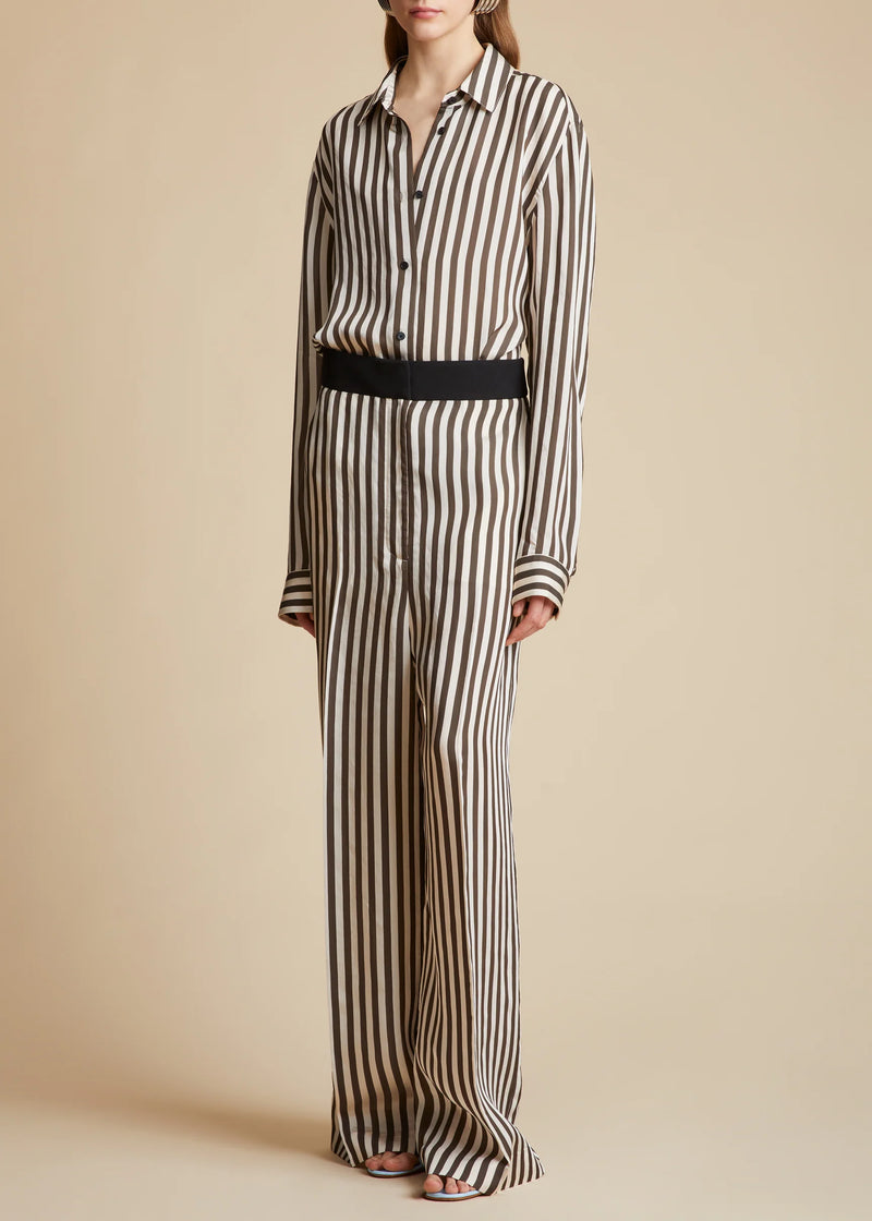 Argo Top - Ivory/Brown Stripe