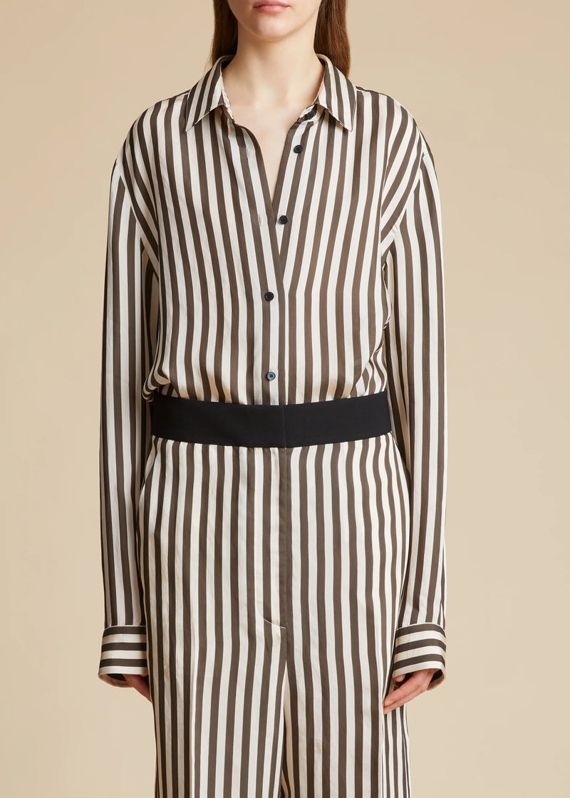 Argo Top - Ivory/Brown Stripe