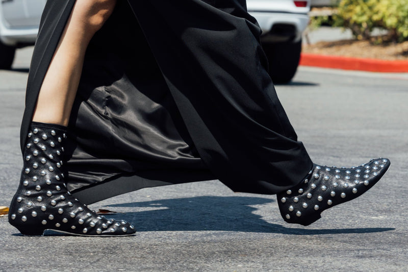 Apollo Studded Flat Boot - Black