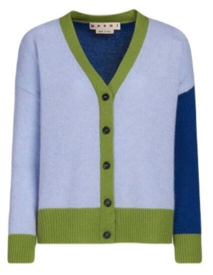 Colorblock Cashmere Cardigan - Illusion Blue