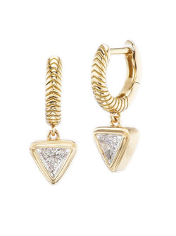 Diamond Trillion Drop Huggies