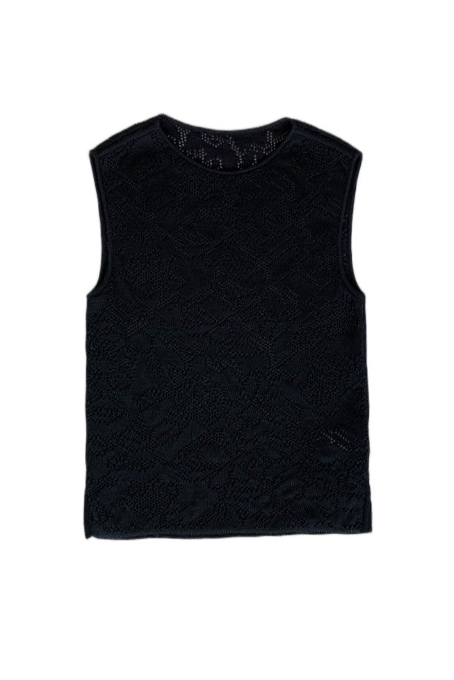 Amaranta Floral Eyelet Top - Black