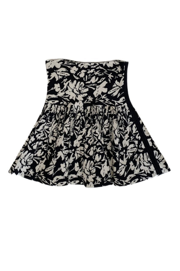 Jara Floral Miniskirt - Black/Vanilla