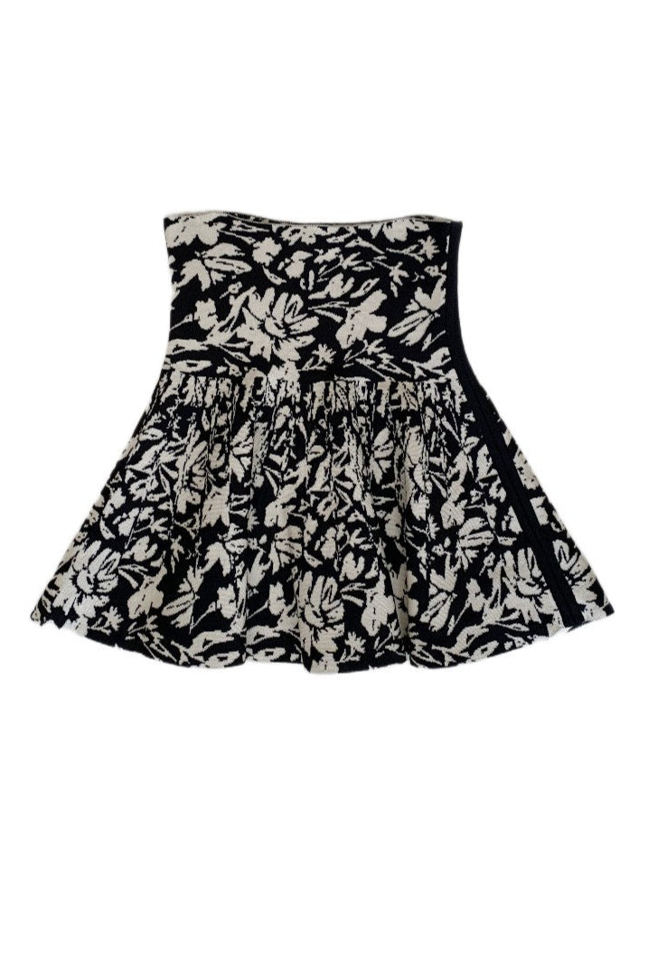 Jara Floral Miniskirt - Black/Vanilla