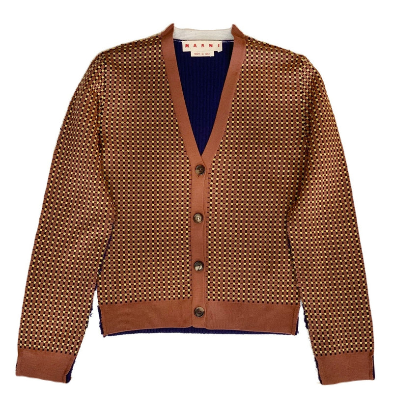 Wool V-Neck Cardigan - Rust