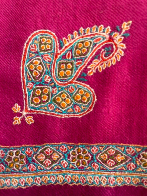 Border Paisley Scarf - Hot Pink