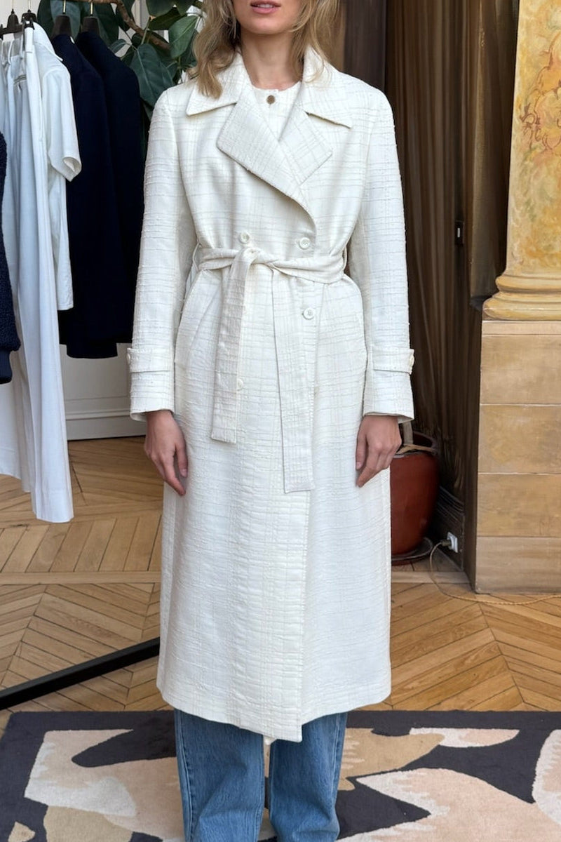 The Christie Coat in Textured Check - Ivory