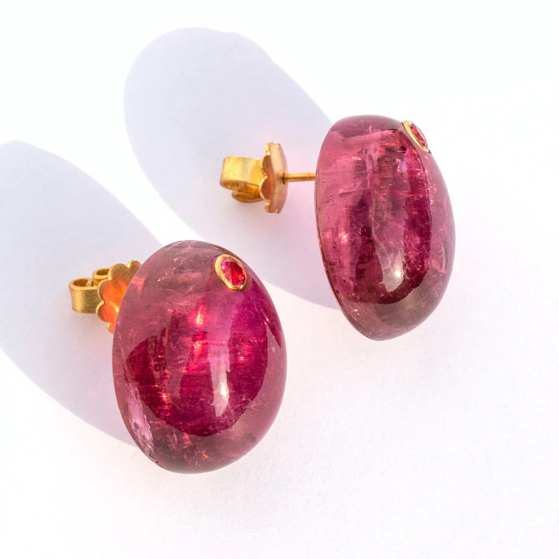 Pink Tourmaline "Jelly Bean" Earrings