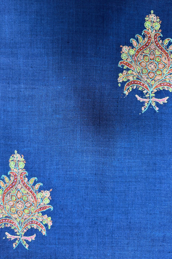 Large Embroidered Scarf - Royal Blue